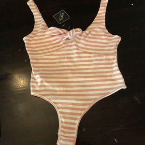 Brand new pink striped bodysuit size M